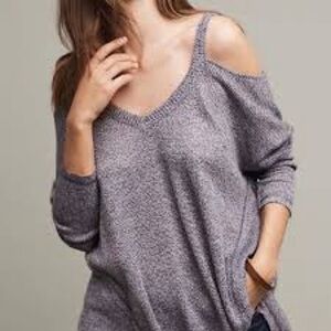 Anthropologie Deletta Women's Gray Cold Shoulder Oversized Top Women’s Medium